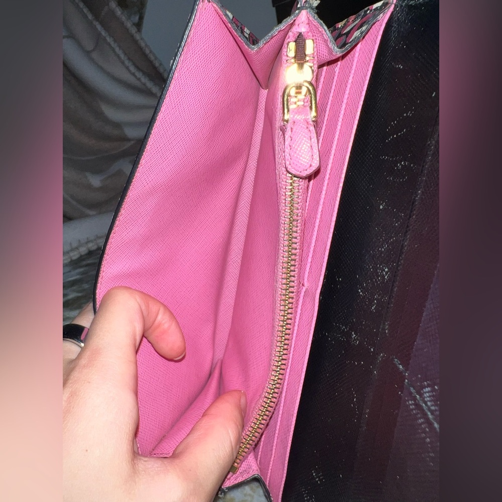 Prada Pink and Black Geometric Wallet Authentic Long Wallet - Picture 8 of 15